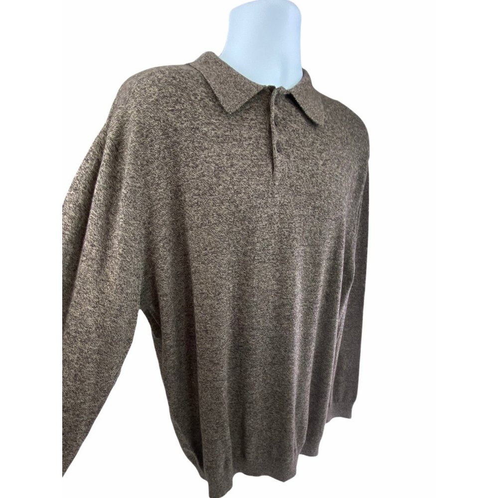 NWOT Wool Blend Marled Brown Henley Sweater XL Big